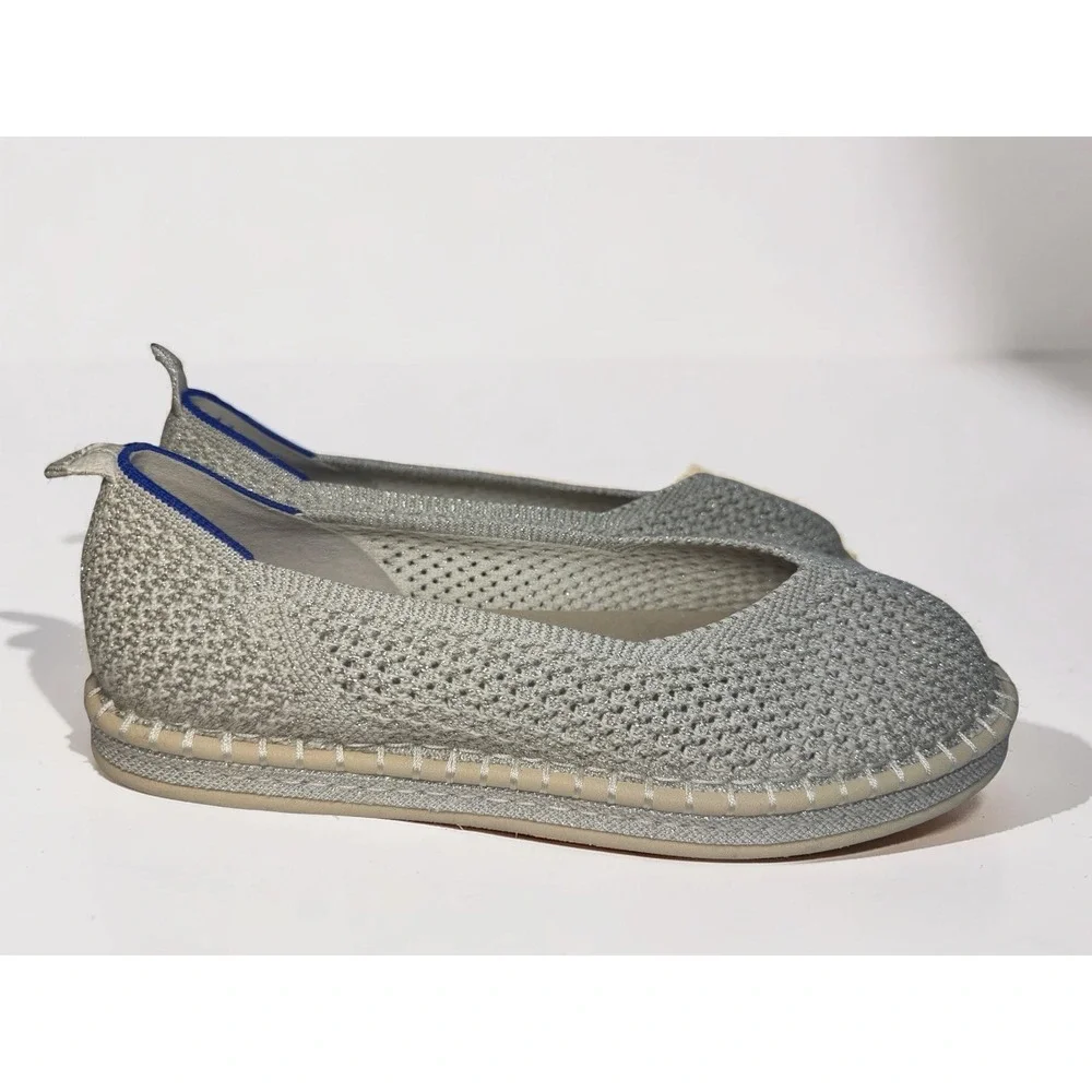 Rothy's The Espadrille Women's Size 10 Diamond Metallic Flat Wedges EUC